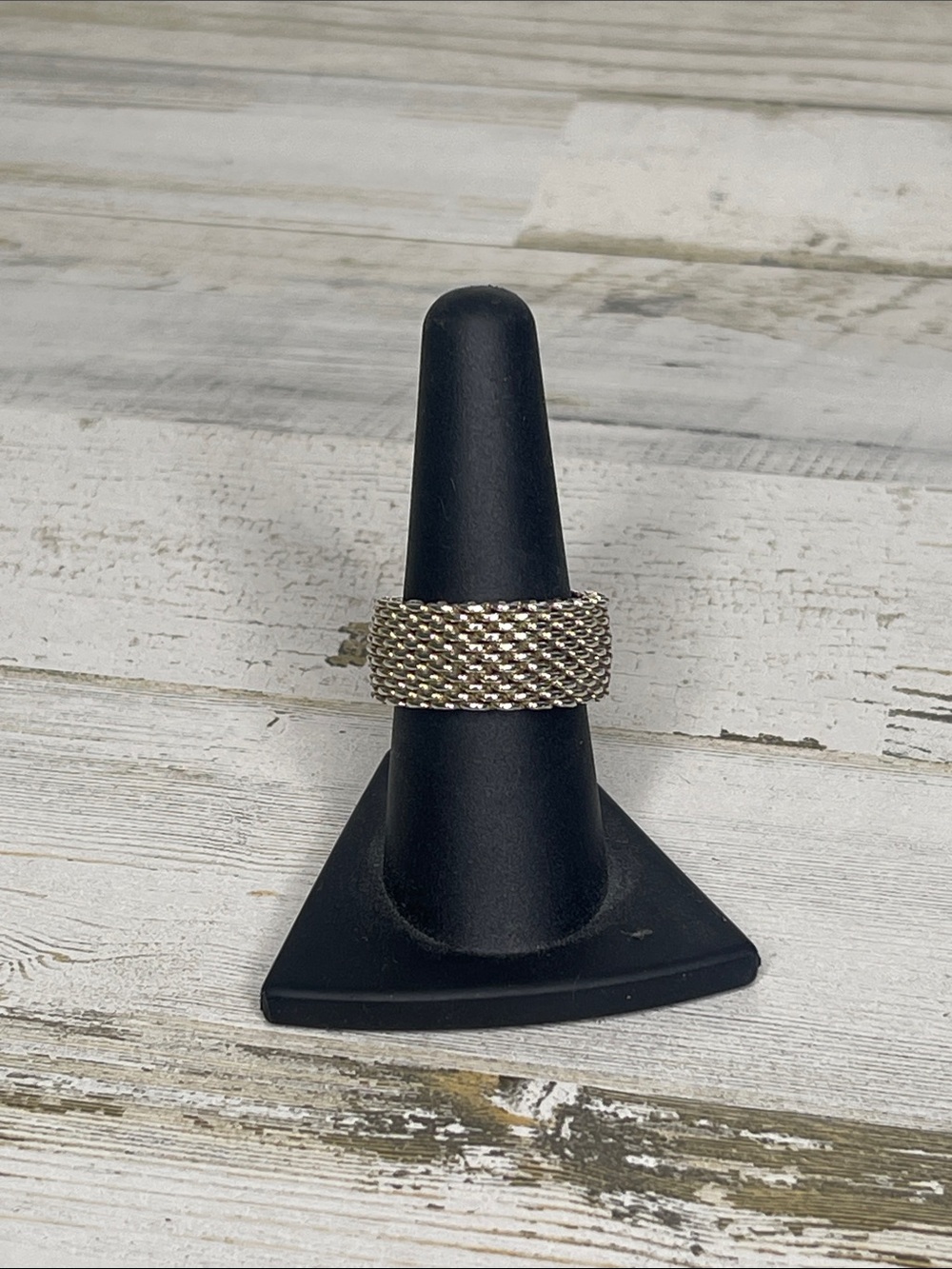 Tiffany & Co. Somerset Wide Mesh Ring Sterling Silver 925